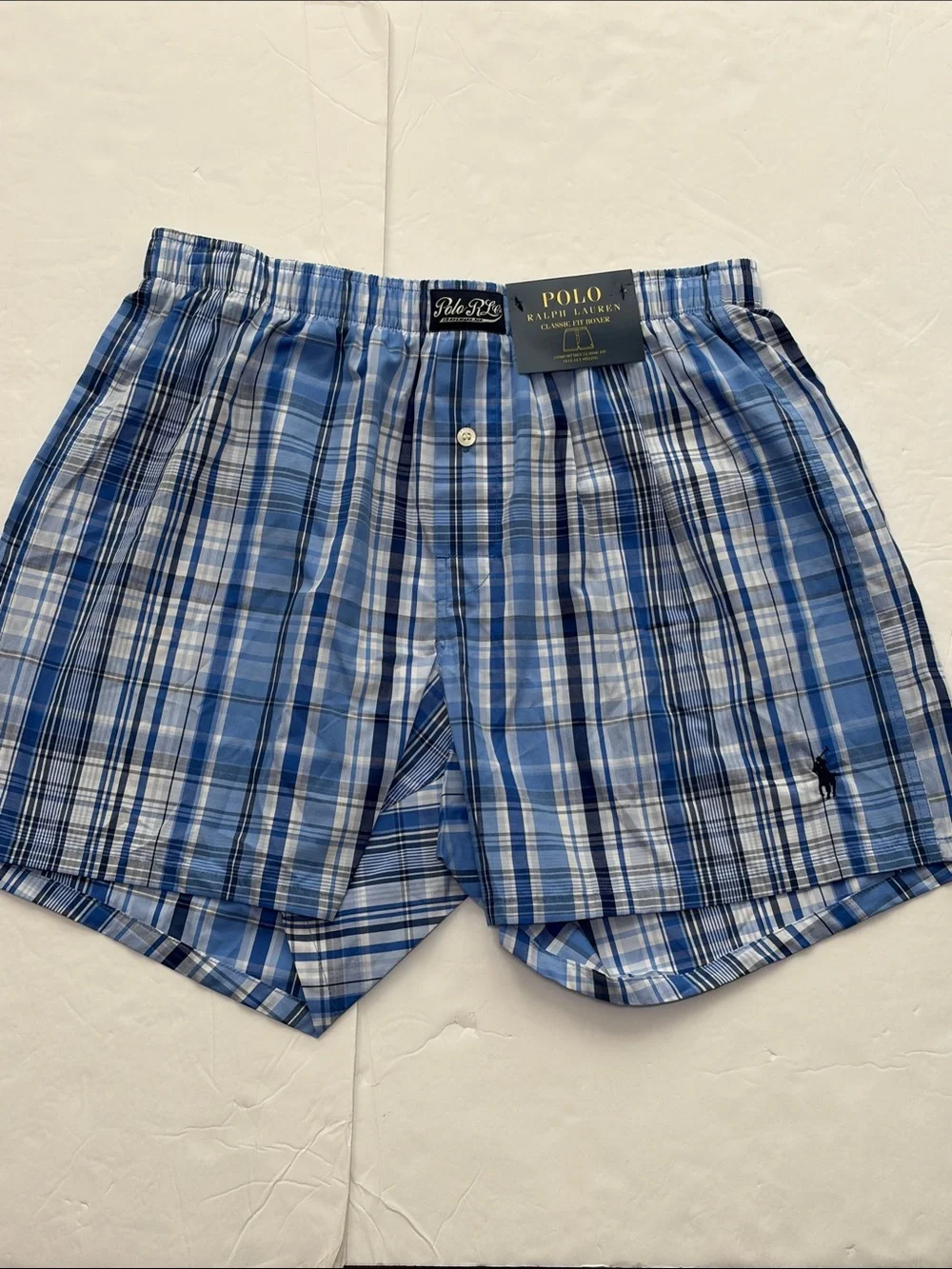 Polo Ralph Lauren Blue Plaid Boxer Shorts Underwear Men’s Sz M NWT